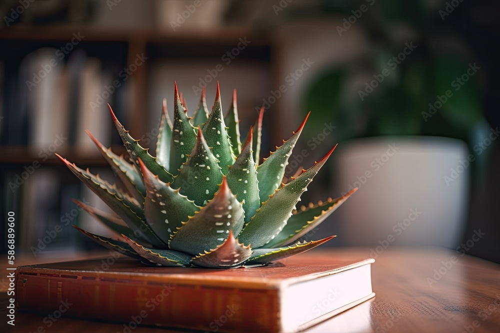 Photo of an Indonesian aloe vera plant Lidah Buaya is their name. Generative AI