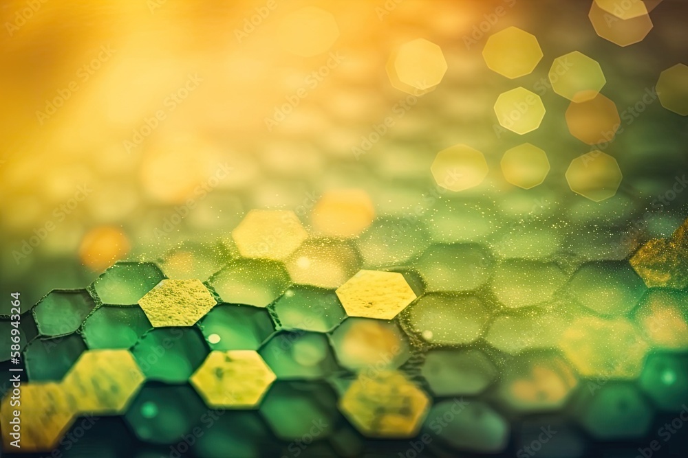 pattern of colorful hexagons in a close-up view. Generative AI