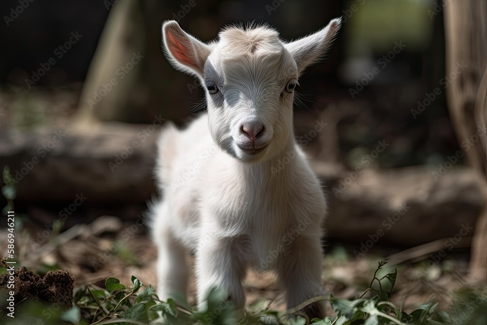 a young goat in the spring. Generative AI