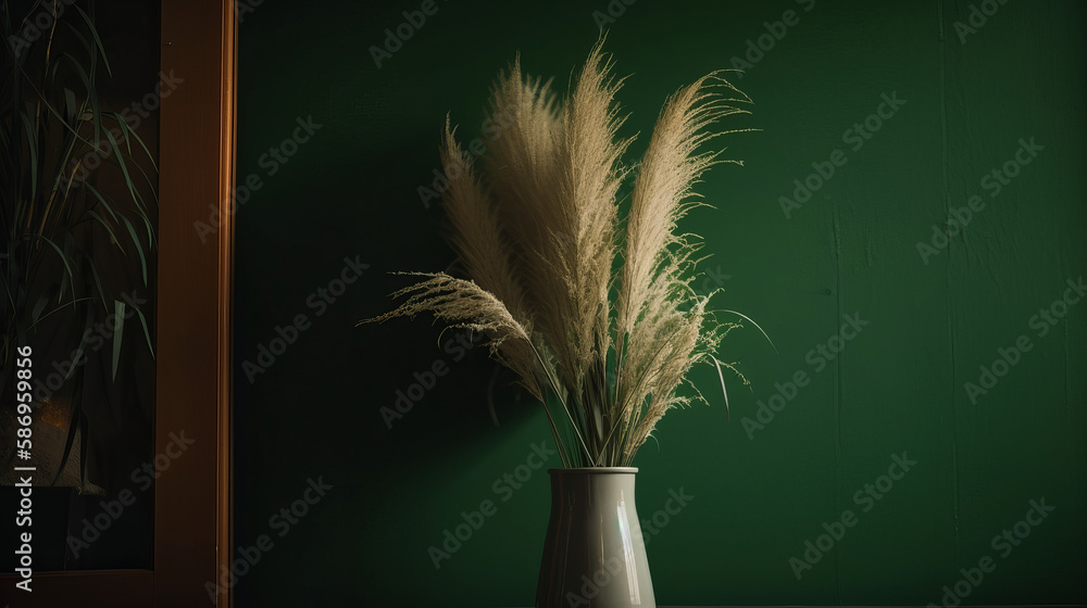 Interior design with Pampas grass,  Illustration AI Generative.