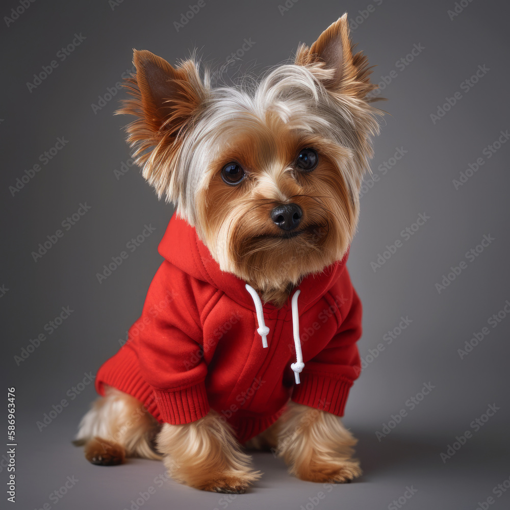 Cute Yorkshire terrier dog. Illustration AI Generative.