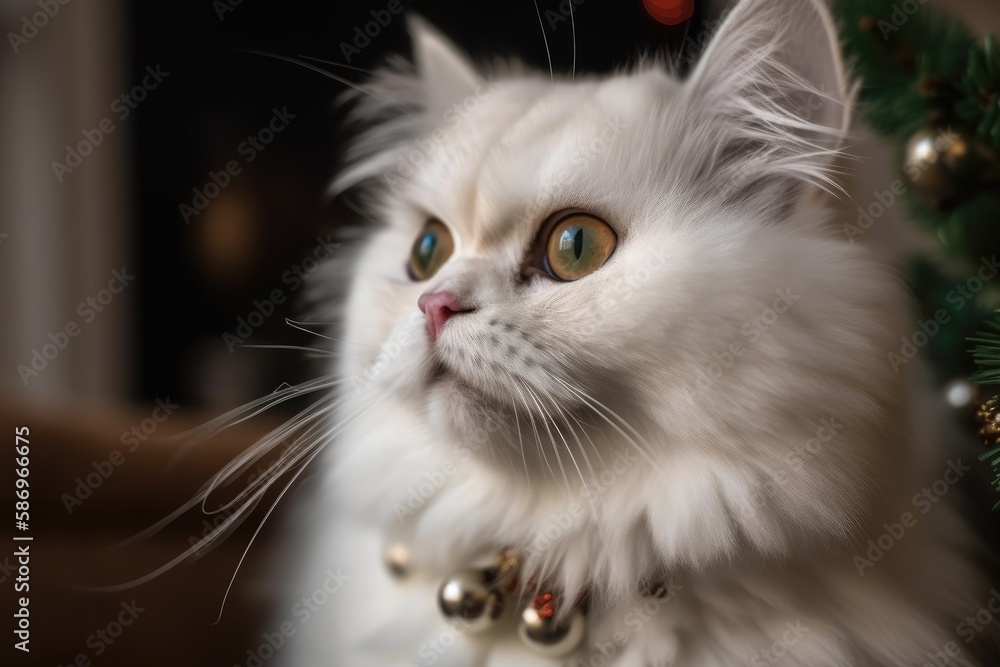 Christmas adorable Persian kitten. Generative AI