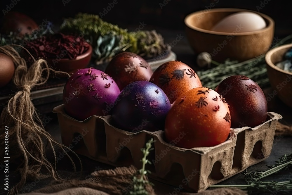 dozen eggs arranged in a carton on a wooden table. Generative AI