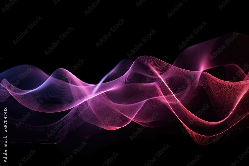  a colorful wave of smoke on a black background with a red and blue light in the middle of the wave 