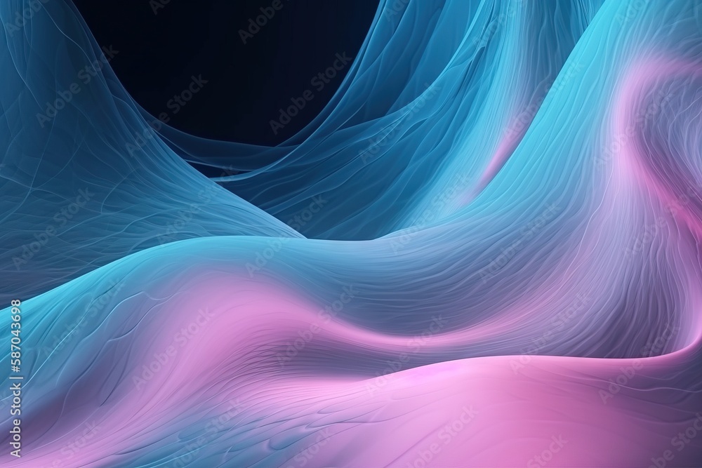  a computer generated image of a wave of blue, pink, and pink colors on a black background with a bl