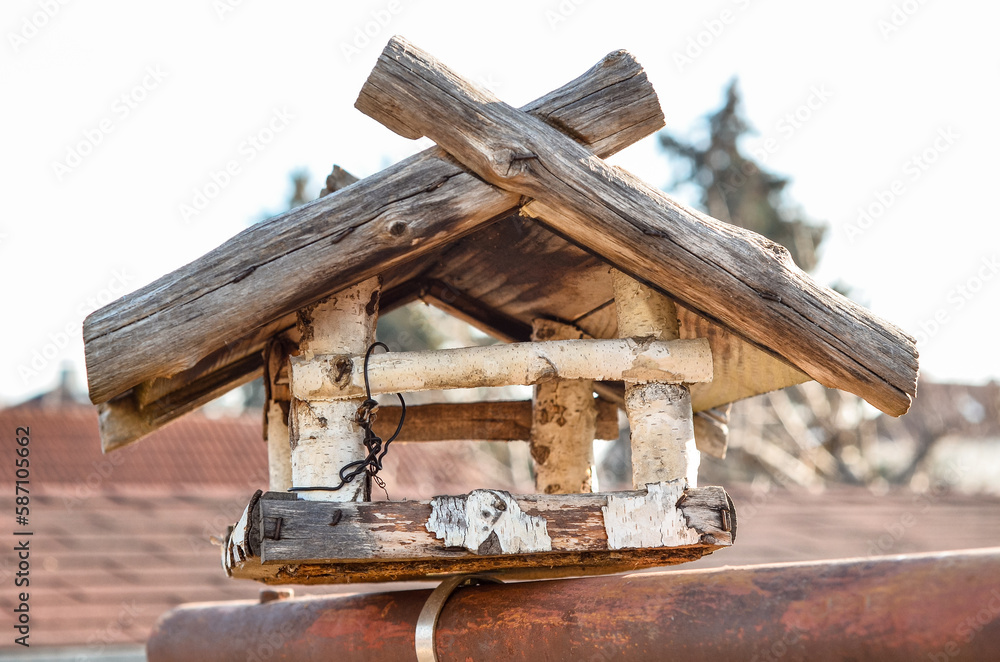 View of bird house in village, closeup