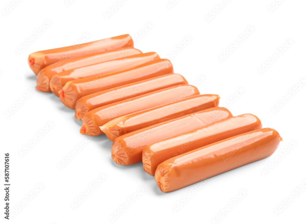 Tasty sausages isolated on white background