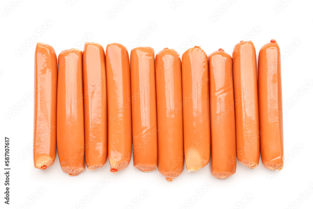 Tasty sausages isolated on white background