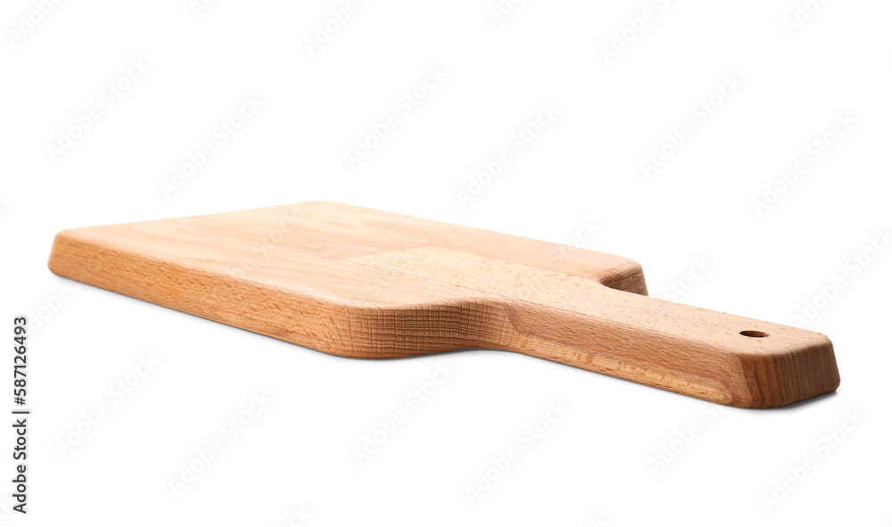 Clean wooden cutting board isolated on white background