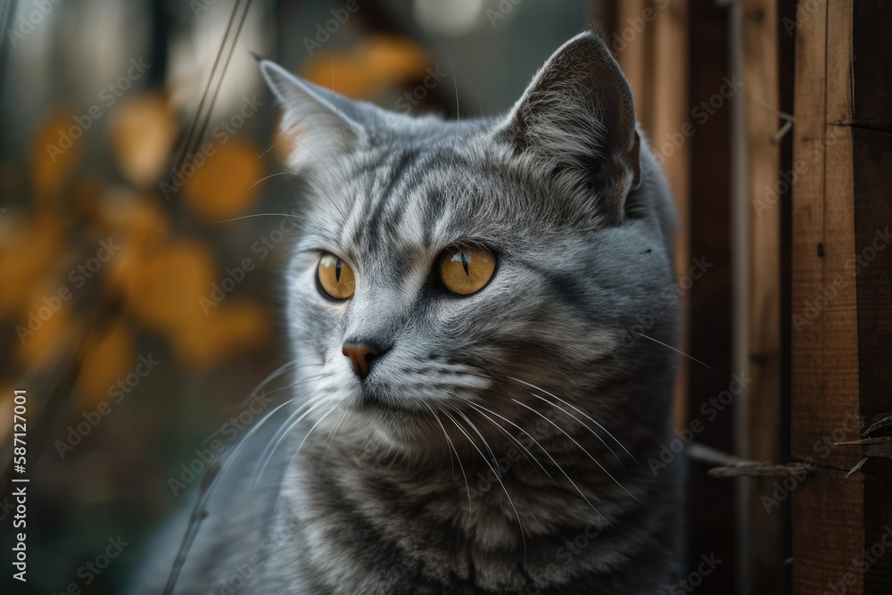 Young Gray Cat. Generative AI