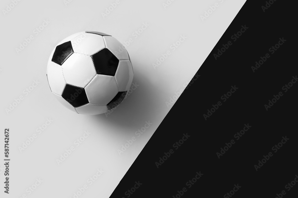 Soccer ball on black and white background