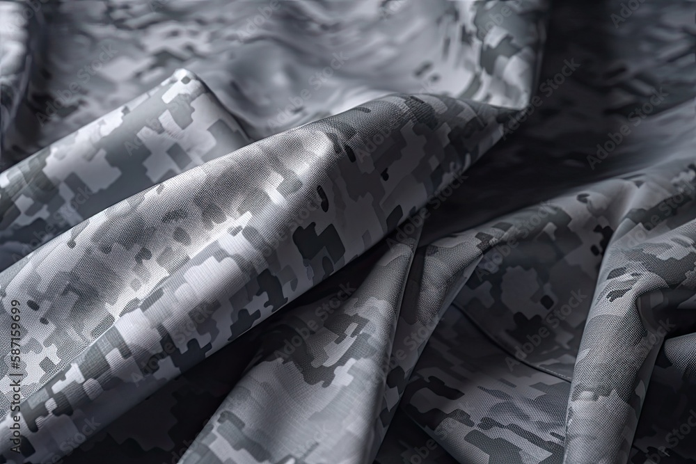 close-up of a silk tie with a pattern lying on a rumpled bed. Generative AI