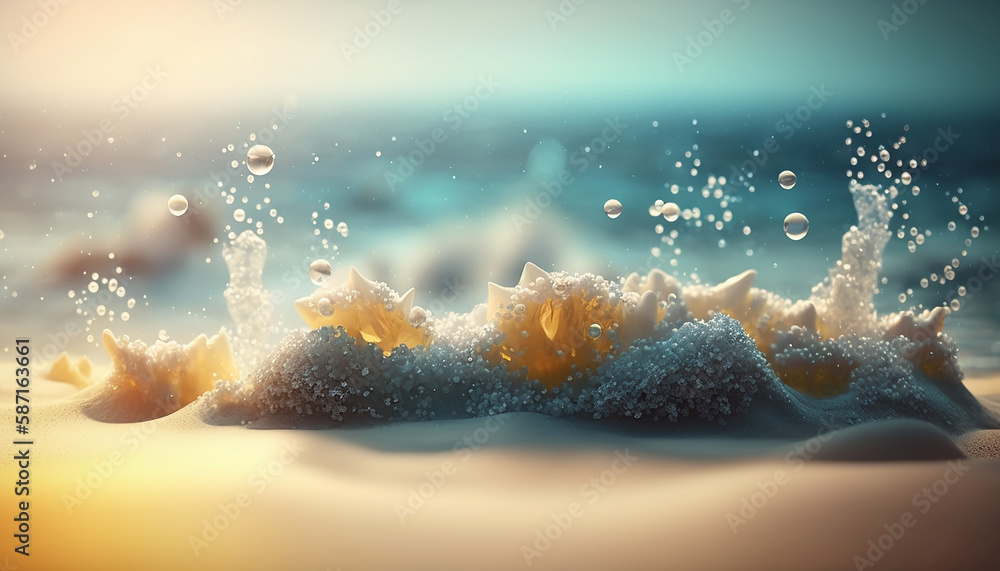 beautiful beach summer background with bokeh 3d. Generative AI