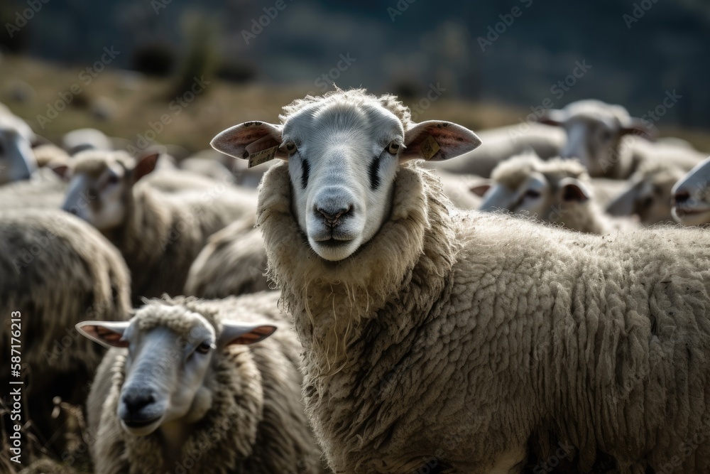 Mountainous sheep. Generative AI