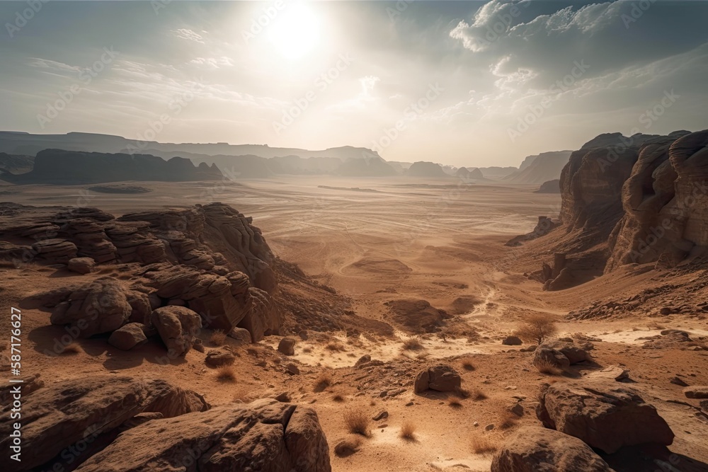 Sunlight on the Edge of the World, a famous tourist spot and natural landmark close to Riyadh, Saudi