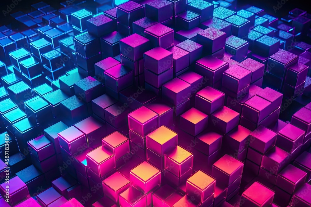 colorful cube pattern with various hues and shades. Generative AI