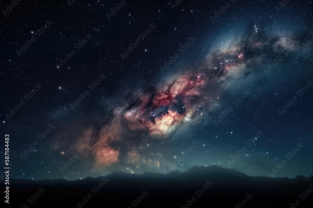 Milky way galaxy with stars and space dust in the universe. Generative AI