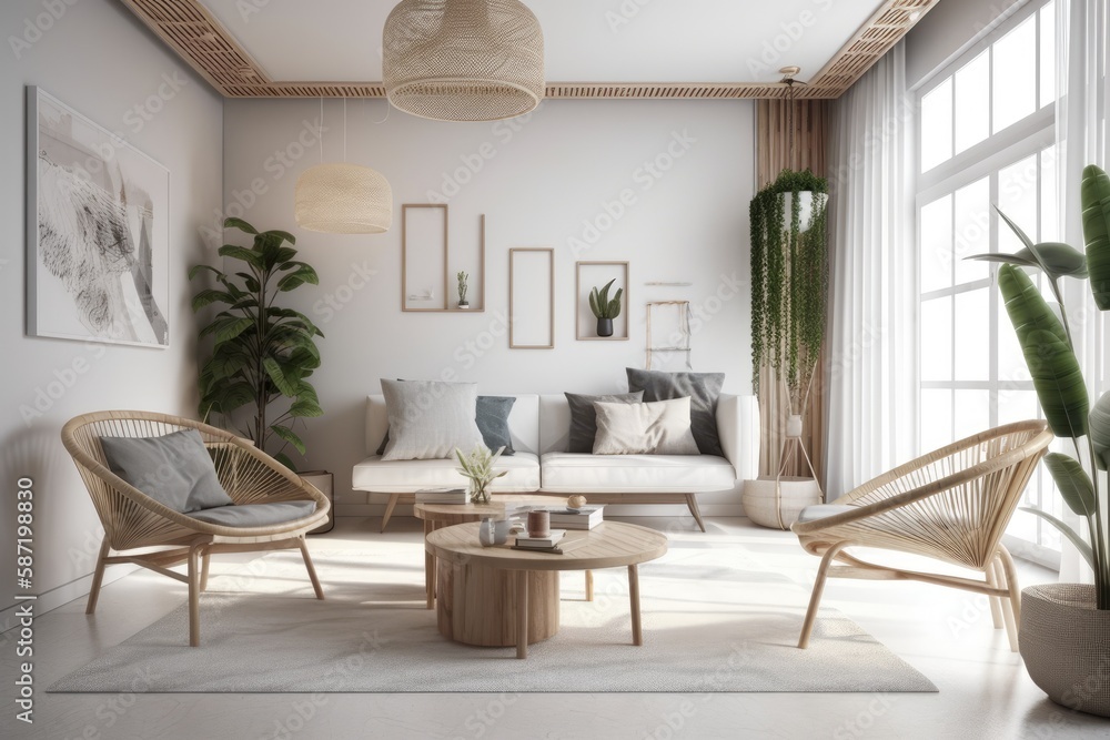 Modern apartment interior. Interior mockup,. Generative AI