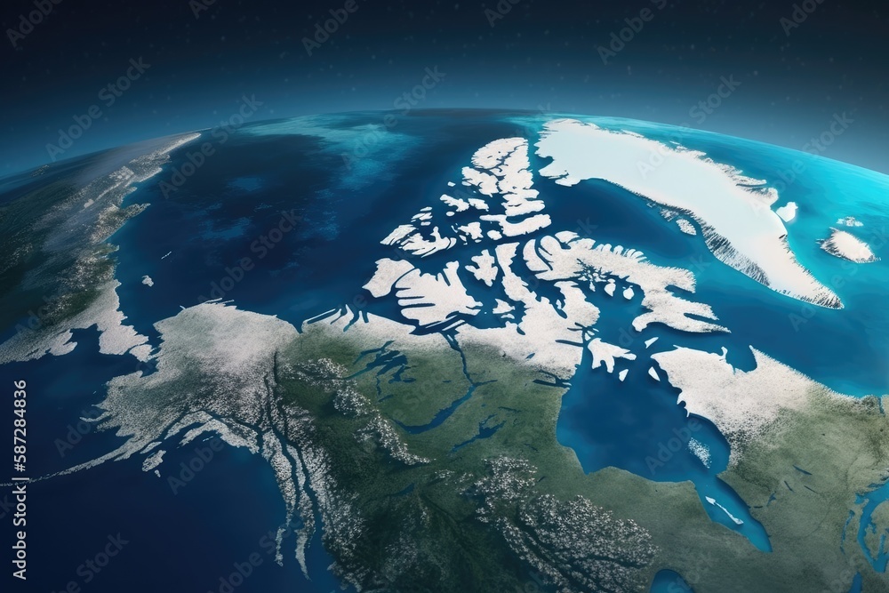 snow-covered planet earth viewed from space. Generative AI