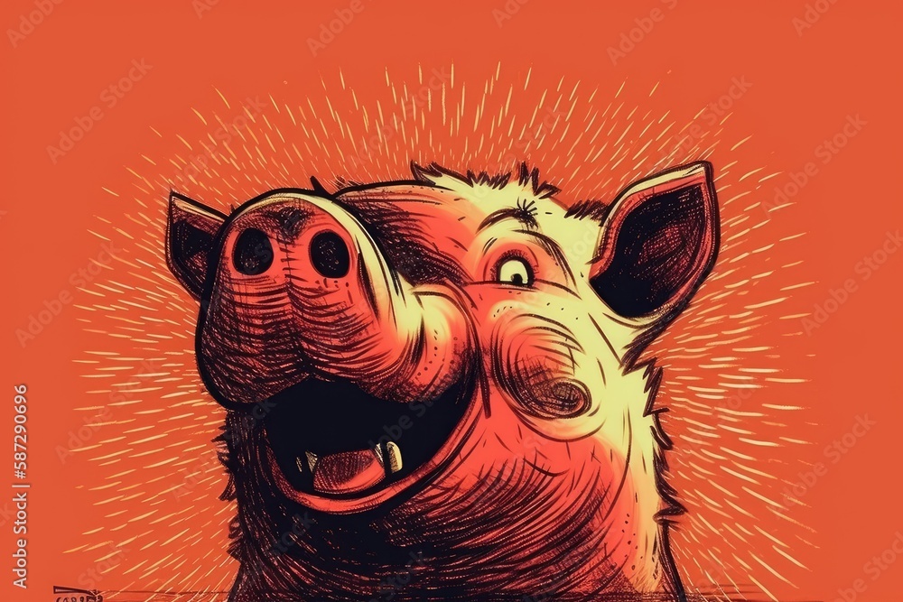 happy pig with an open mouth. Generative AI