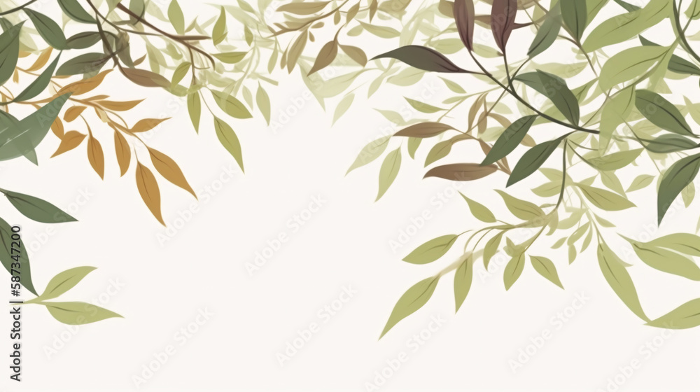 illustration of botanical plant leaves and flowers wallpaper great for post cards generative ai