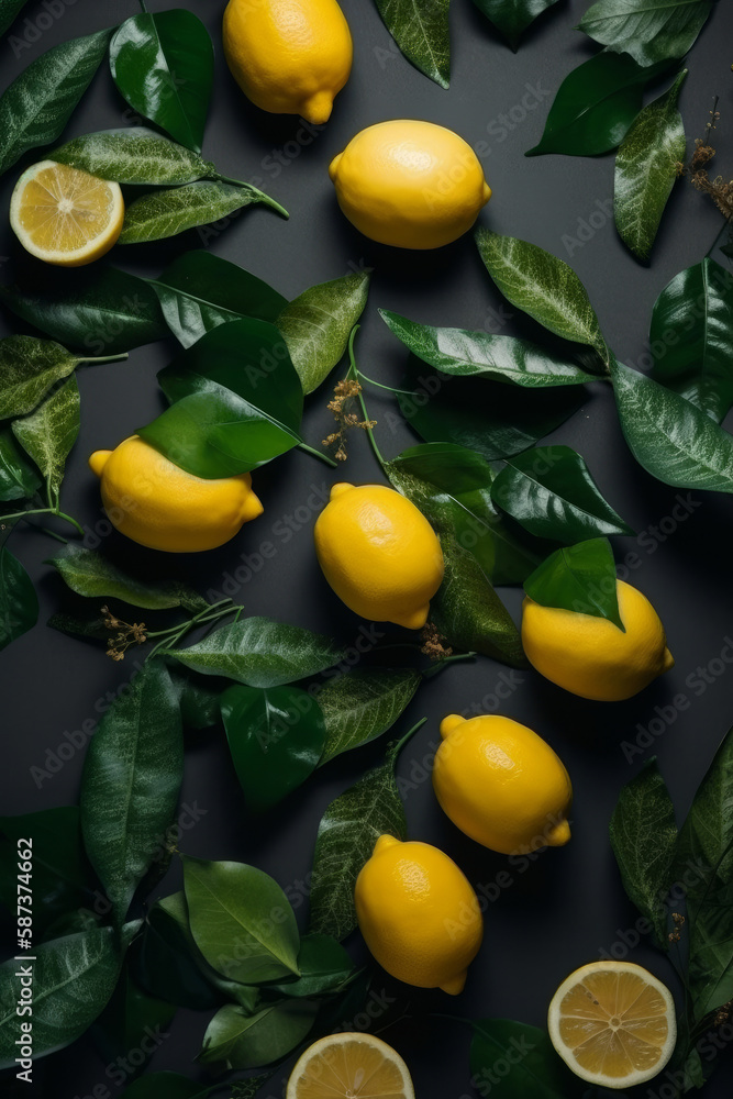 Natural Lemon Background. Illustration AI Generative.