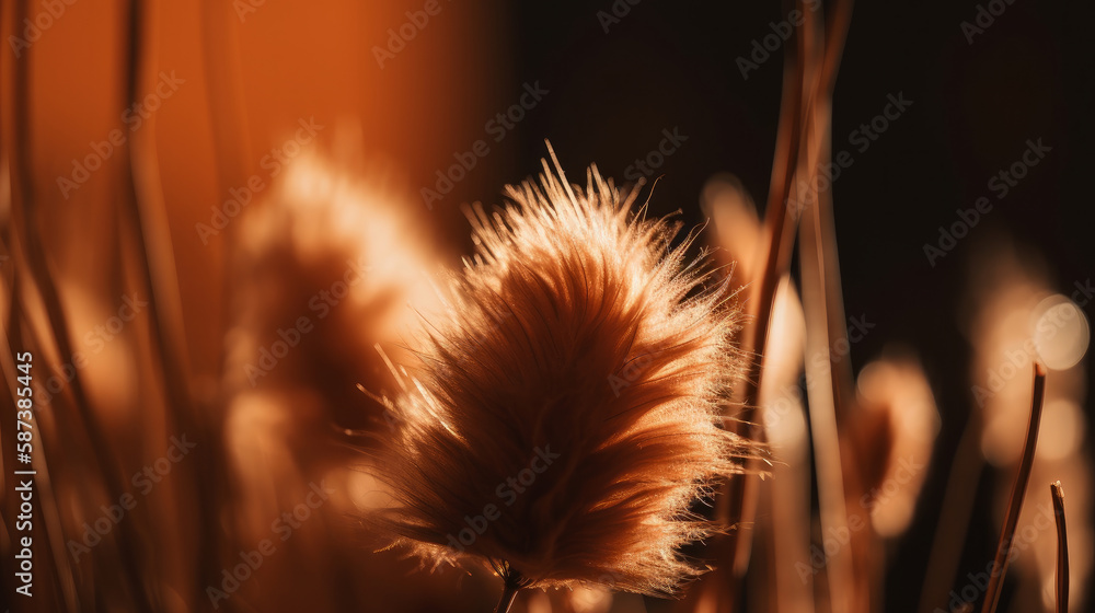 Dry Rabbit tail grass. Illustration AI Generative.