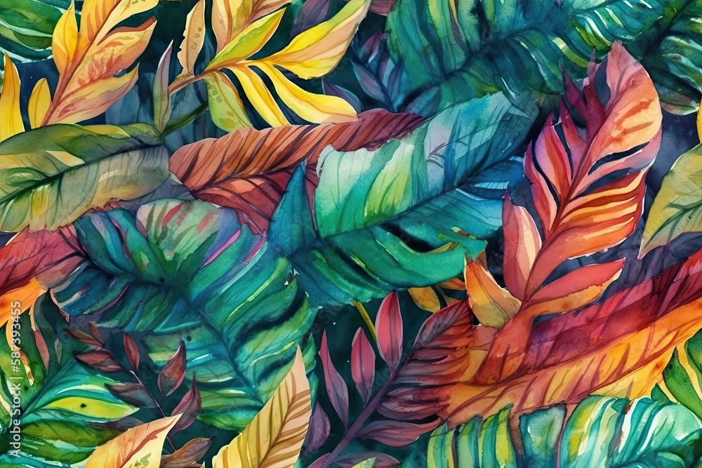 fall leaves in vibrant colors against a white background. Generative AI