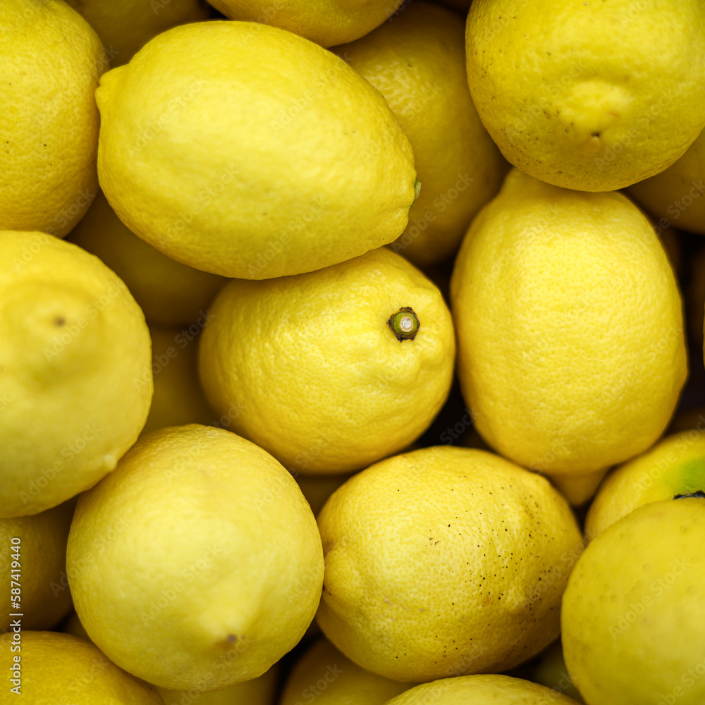 close-up  fresh yellow lemon background