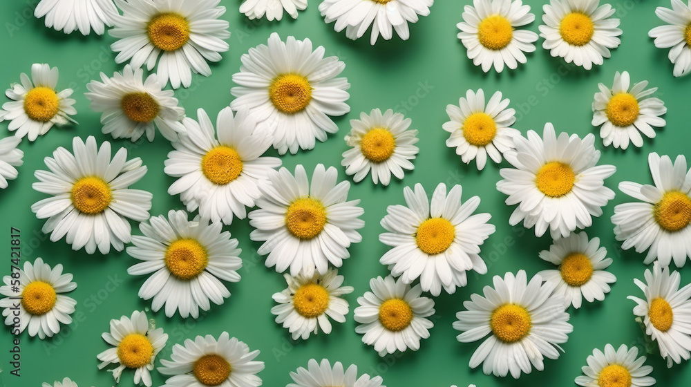 Chamomile flowers background. Illustration AI Generative.