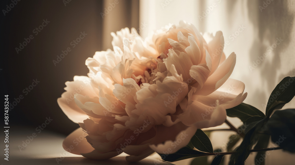 Beautiful peony flower. Illustration AI Generative