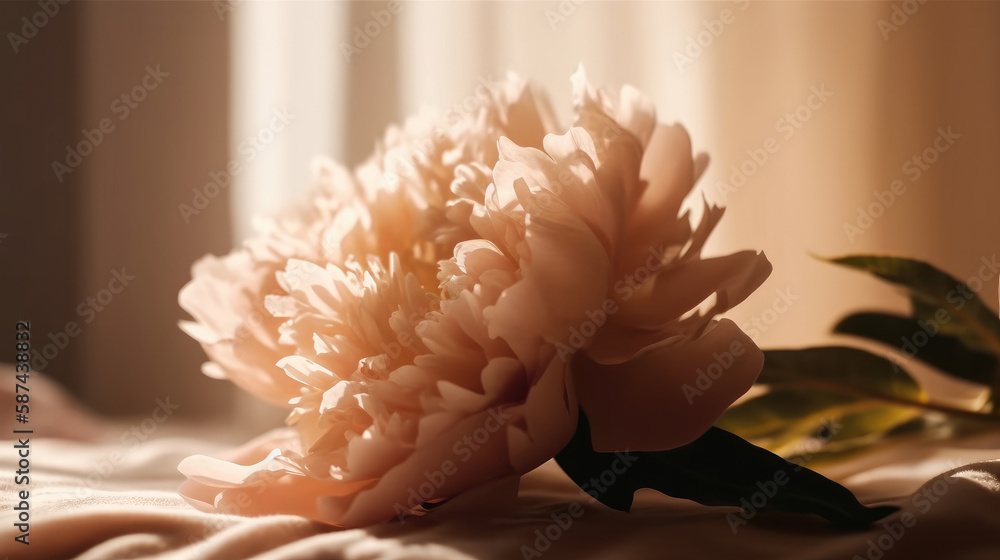 Beautiful peony flower. Illustration AI Generative