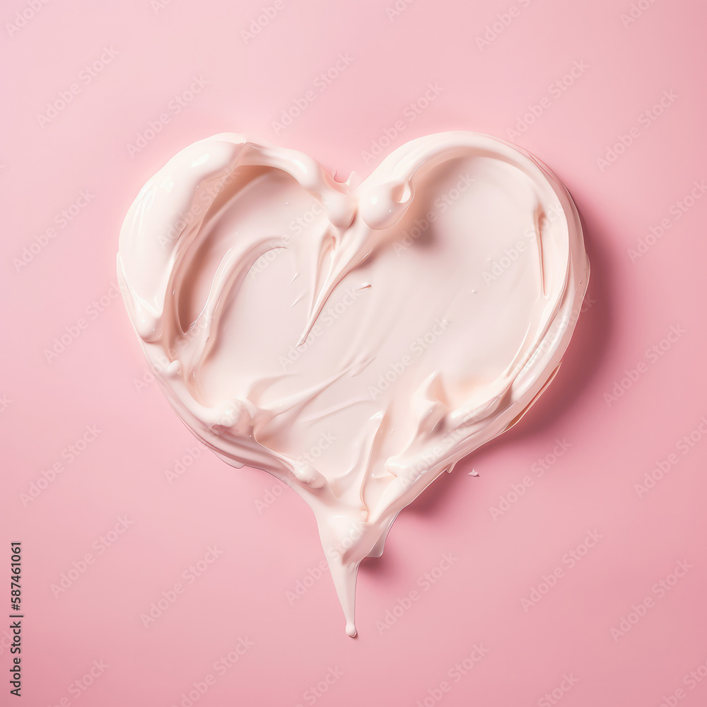 Heart shape from cream. Illustration AI Generative.