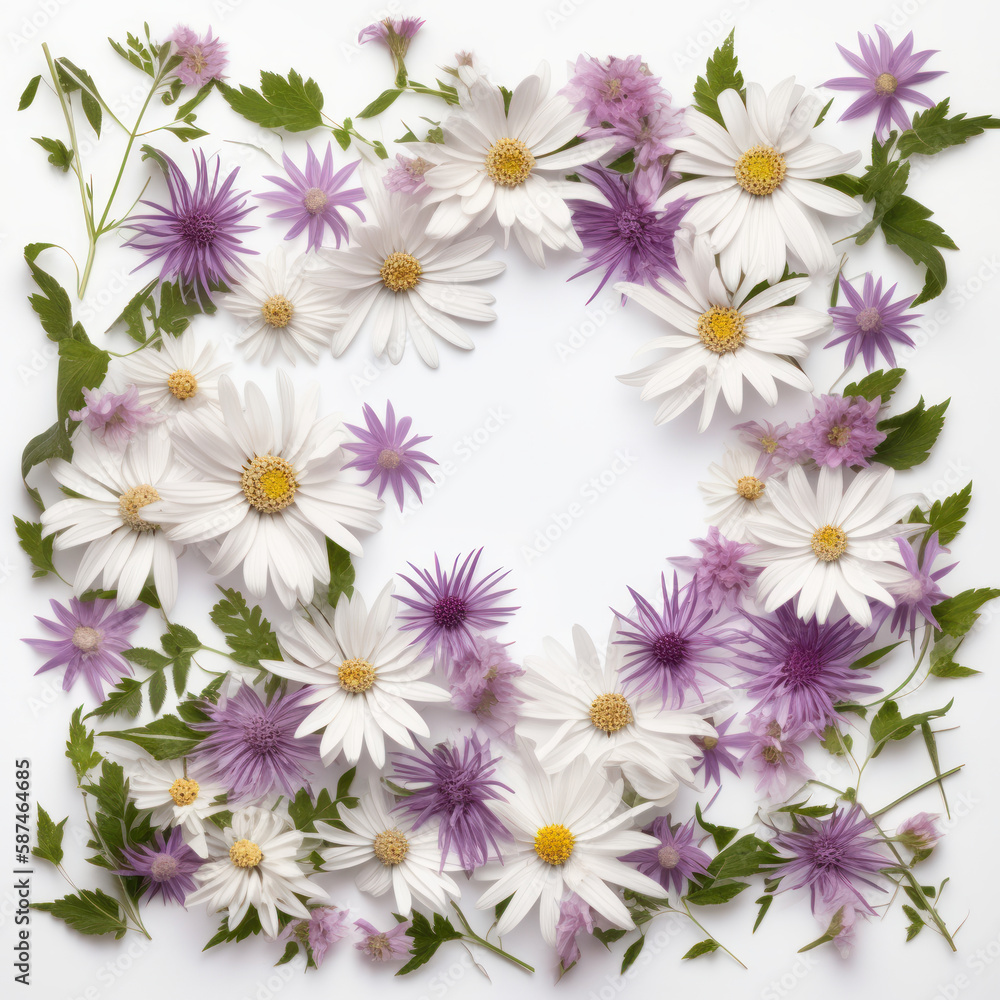 Natural flower frame. Illustration AI Generative.