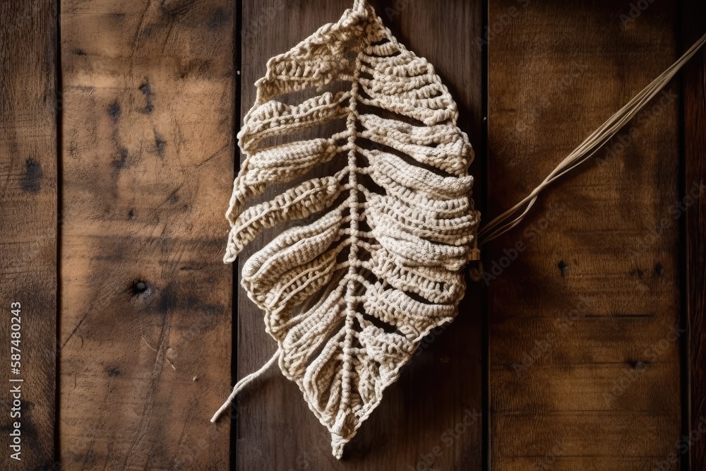 Natural macrame leaf. women owned. Homework. Boho. macrame rope décor for a comfortable, distinctive