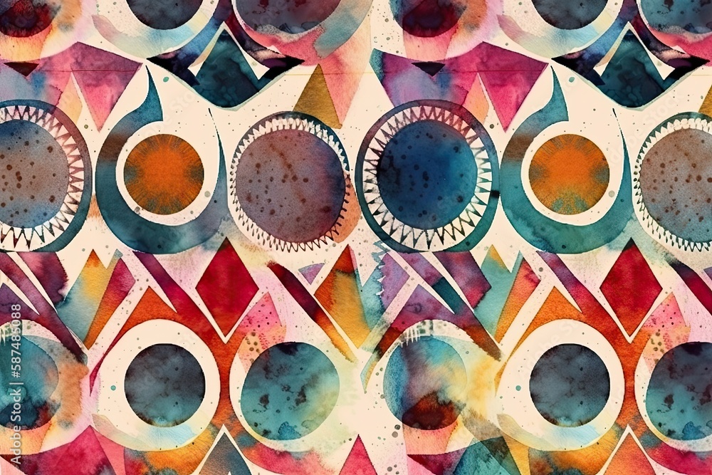 abstract watercolor painting with various shapes and sizes. Generative AI