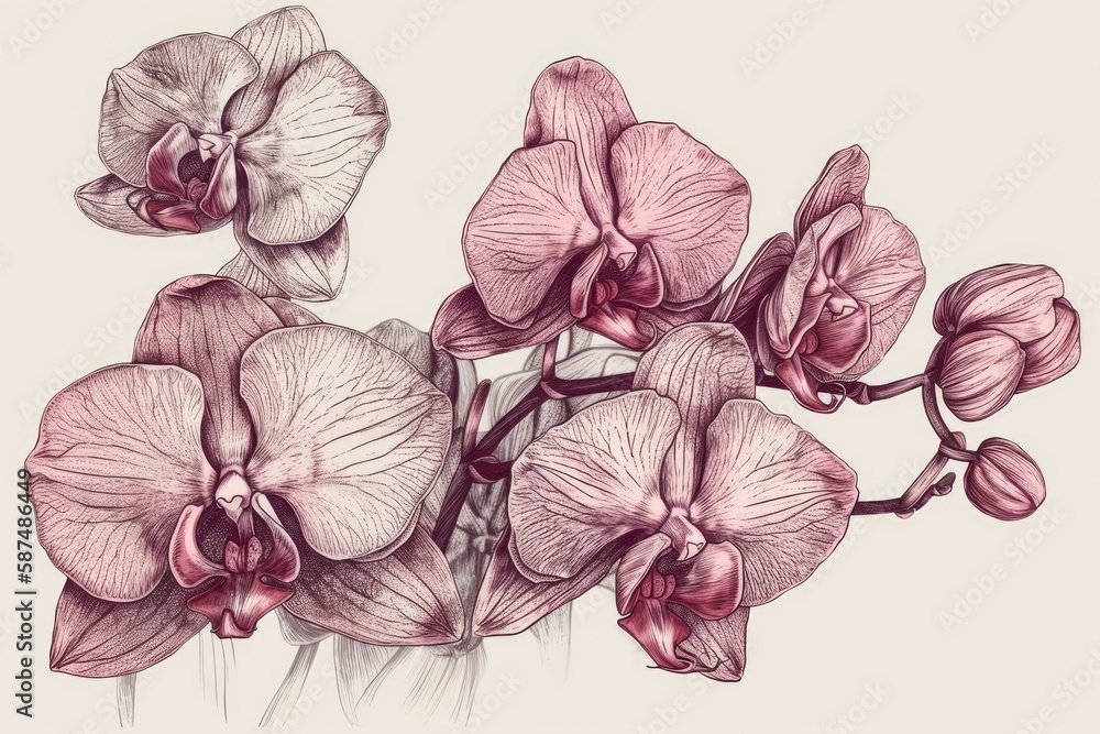 beautiful bouquet of pink orchids. Generative AI