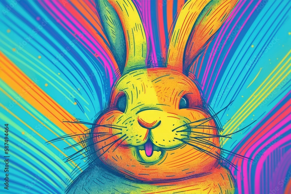 lively rabbit with an open mouth. Generative AI