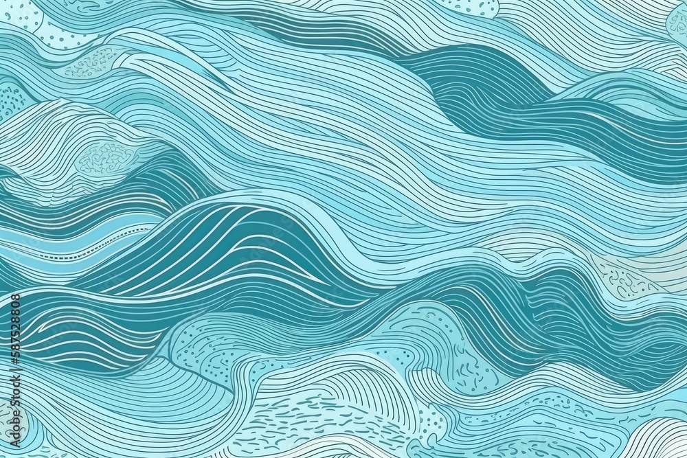 blue and white abstract background with flowing waves. Generative AI