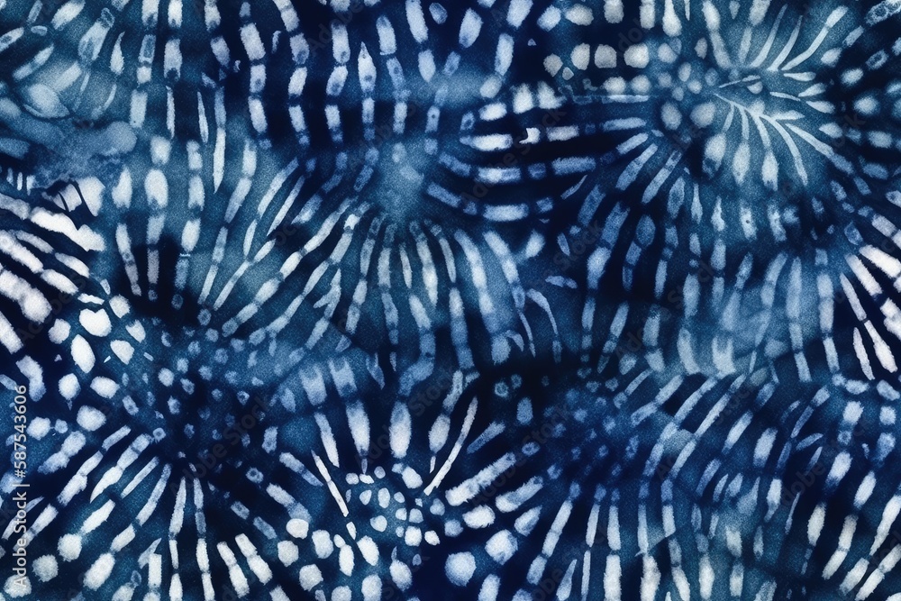 detailed blue and white pattern with intricate designs. Generative AI