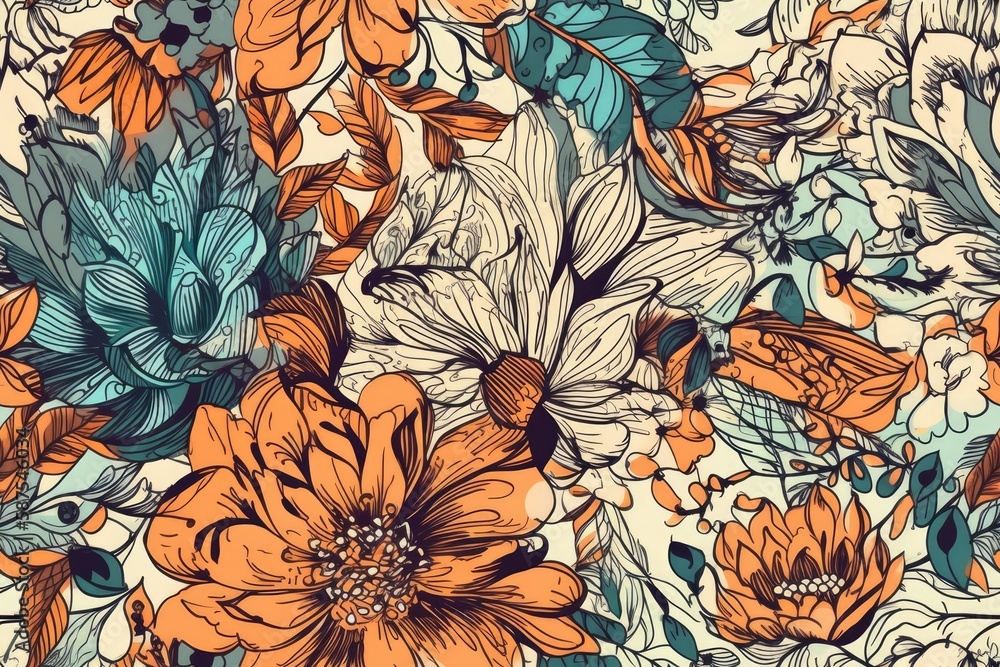 colorful bouquet of flowers on a wooden table. Generative AI