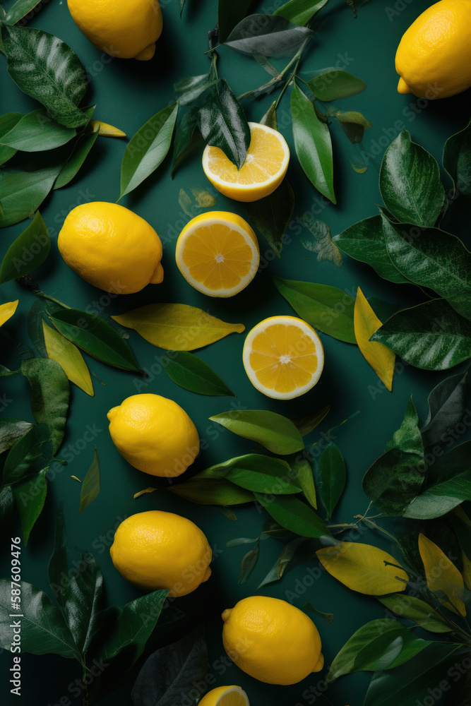 Natural Lemon Background. Illustration AI Generative.