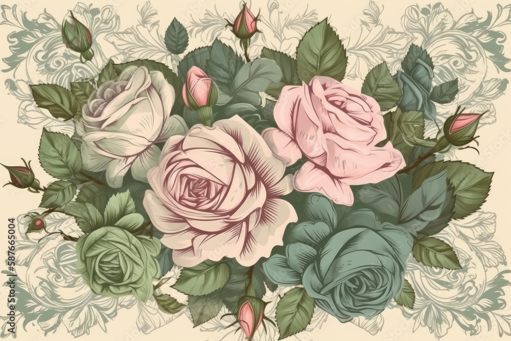 beautiful bouquet of roses isolated on a white background. Generative AI