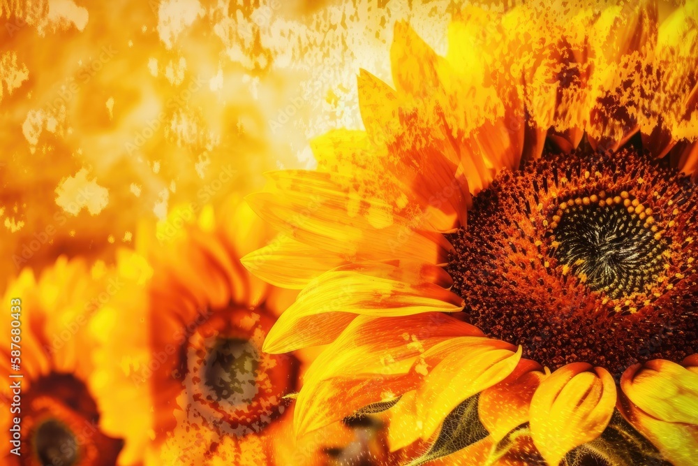 vibrant sunflower in focus against a blurred background. Generative AI