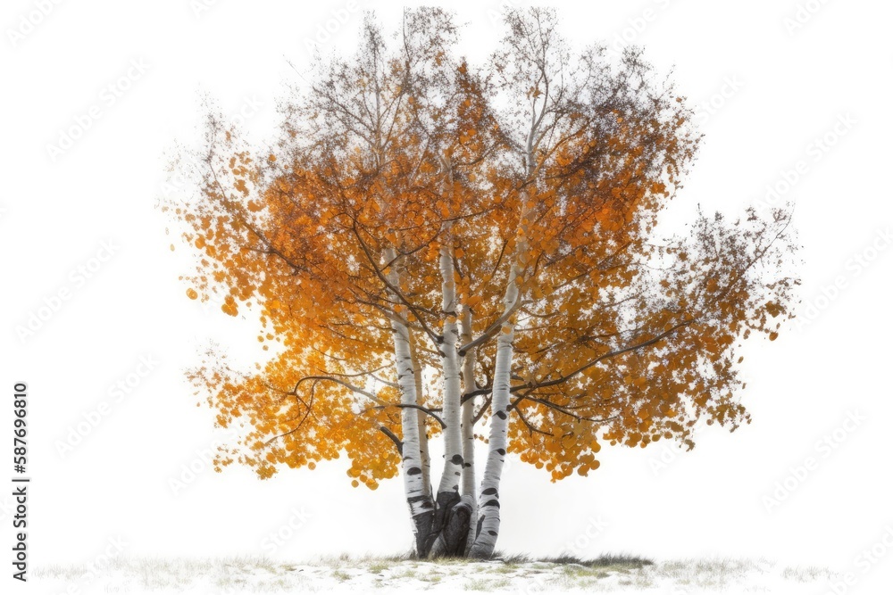 vibrant orange-leaved tree. Generative AI