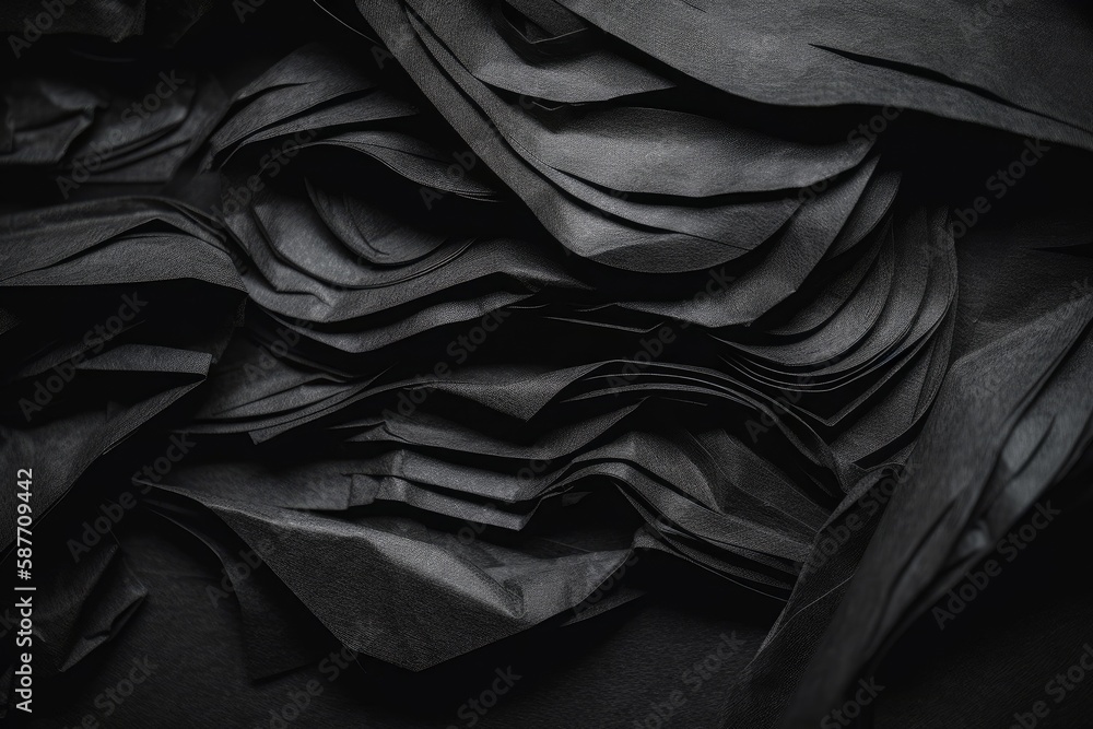 stack of black paper on a table. Generative AI