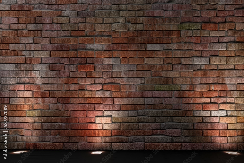 illuminated red brick wall creating a warm and cozy atmosphere. Generative AI