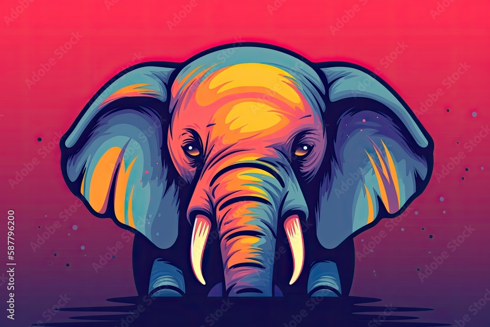 colorful elephant with intricate designs on its face. Generative AI