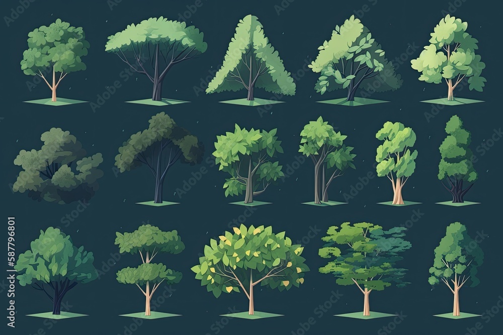 diverse forest with a variety of trees. Generative AI