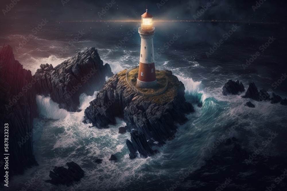 Enhance Your Perspective: Capturing The Breathtaking Lighthouse on A Cliff by The Sparkling Sea - A 